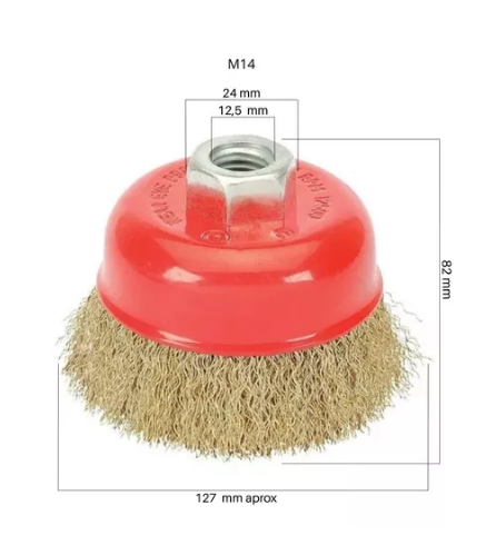 S0143 CEPILLO COPA AMOLADORA ALAMBRE BRONCE 5" - Imagen 1