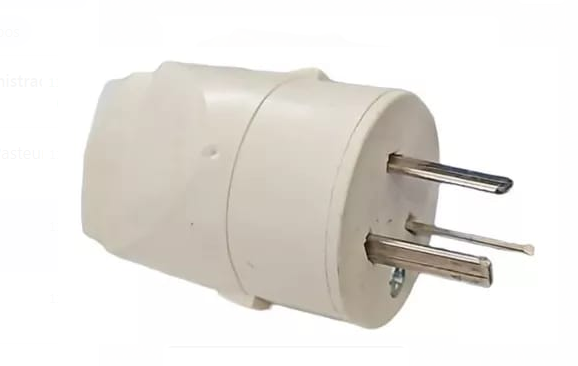 LPM-90006 FICHA MACHO BLANCA 3 PATAS CON PRENSACABLE - Imagen 1