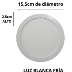 PLAFON DE APLIQUE REDONDO 12W LUZ FRIA TECNOLED
