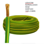 CABLE NORMALIZADO IRAM UNIPOLAR 1X1,50 VERDE/AMARILLO LEDUCOM
