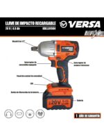 ATORNILLADOR DE IMPACTO RECARGABLE 20VCC VERSA