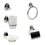 SET X5 DE ACCESORIOS DE BAÑO PLATEADOS MTL