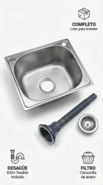 BACHA DE COCINA MTL PLATEADA (MEDIDAS 37 LARGO X 31 ANCHO X 16 PROFUNDO) - Imagen 2