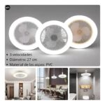 VENTILADOR TECHO FLEXIBLE 180 GRADOS LUZ LED 27 CM BLANCO - Imagen 2